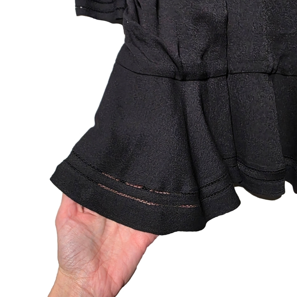 Veronica Beard Jasper Button-front Short Dress Lattice Border In Black Sz 2 (XS) - Picture 9 of 16